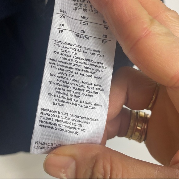 Armani Exchange wool blend button up cardigan in navy blue - Picture 5 of 9